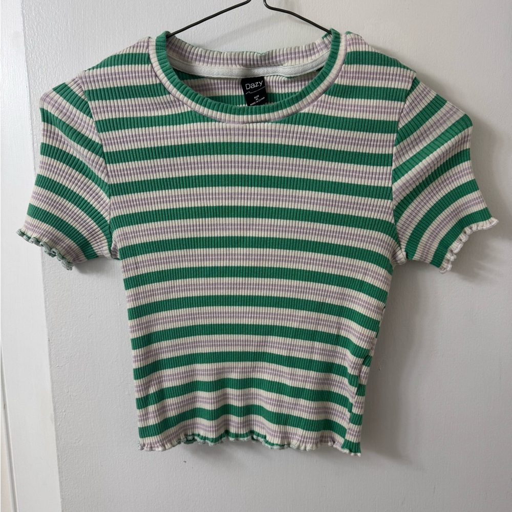 Dazy Striped Ribbed Crop Top - Picture 2 of 2
